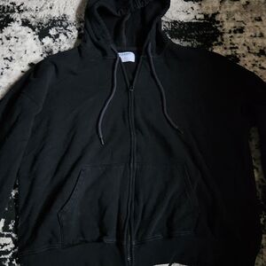 Old Navy Black Full-Zip Hooded Sweatshirt